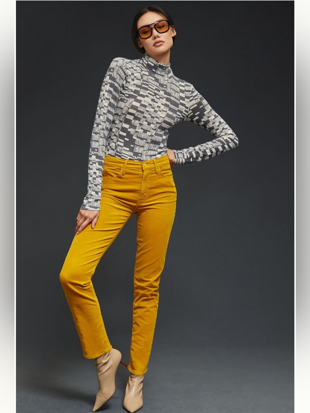 Mother The Dazzler Mid Rise Straight Corduroy Jeans